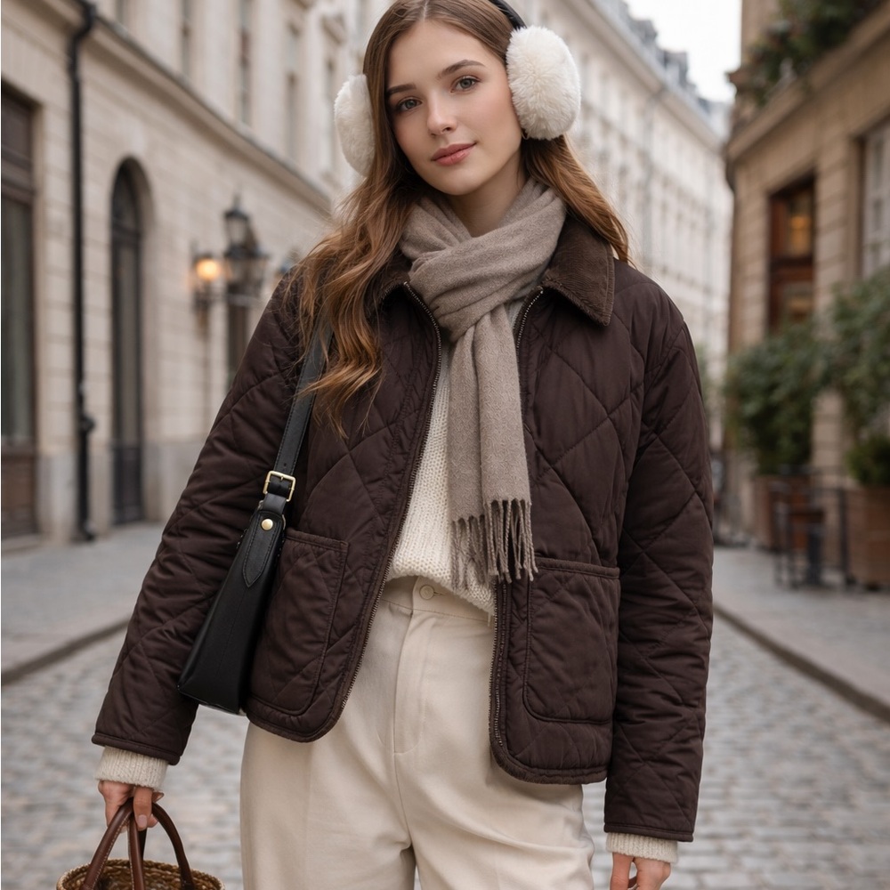 Women's Quilted Brown Jacket nwts